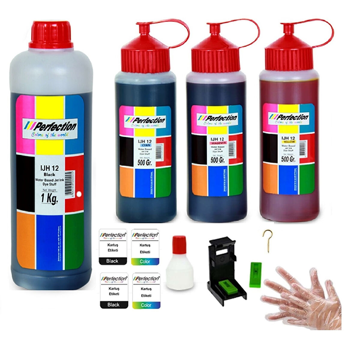 PERFECTİON Canon Uyumlu E3640 PG46 - CL56 Kartuş Mürekkep Dolum Seti Aparatlı 1 kg. + 3x500 gr.