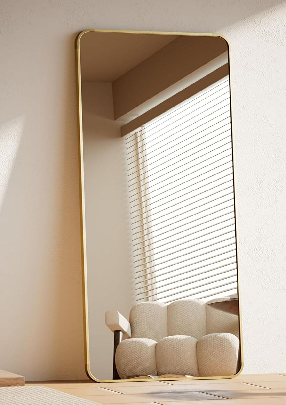 Pera 180x66 Yuvarlak Köşeli Yer Aynası Ayaklı, Asılı, Duvara Yaslı, Yatak Odası, Giyinme Odası