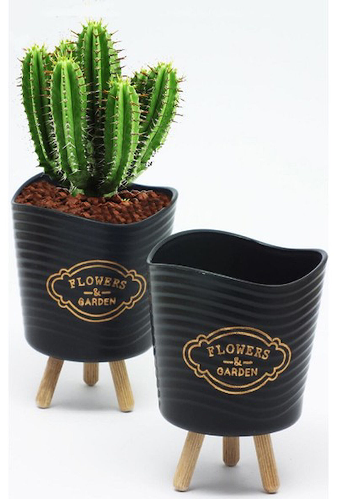 Ahşap Ayaklı Mini Saksı - Çok Amaçlı Sunum Sepeti (2 Adet )