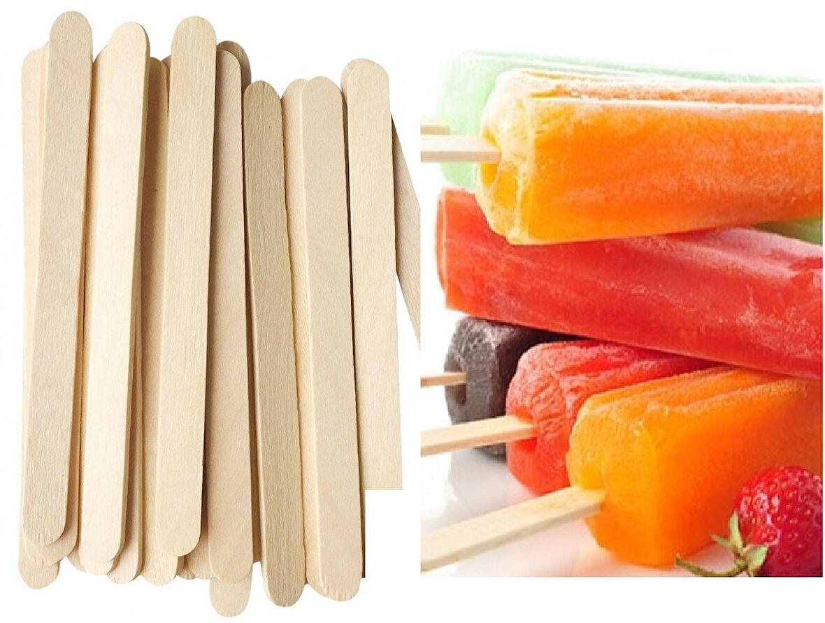50 Li Ahşap Meybuz Dondurma Çubuğu Dil Çubuğu Dar 11 X 1 Cm