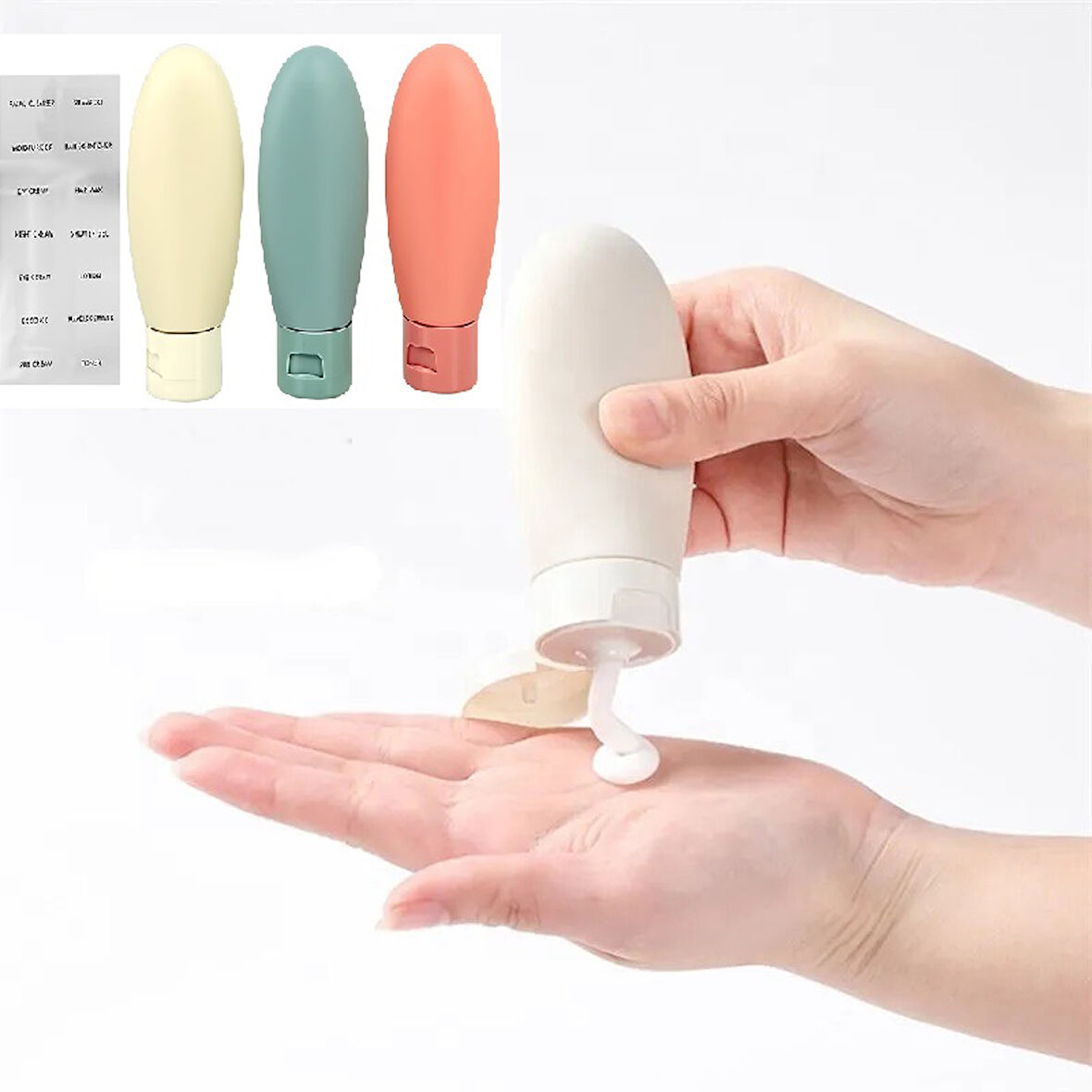 3Lü Seyahat Tipi - Kozmetik - Krem- Şampuan -Losyon Kutuları 60 Ml Kilitli Poşetli Etiketli