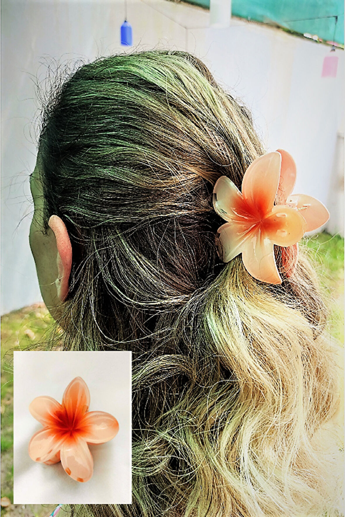 Ten Lotus Çiçek Parlak Akrilik Kadın Mandal Toka