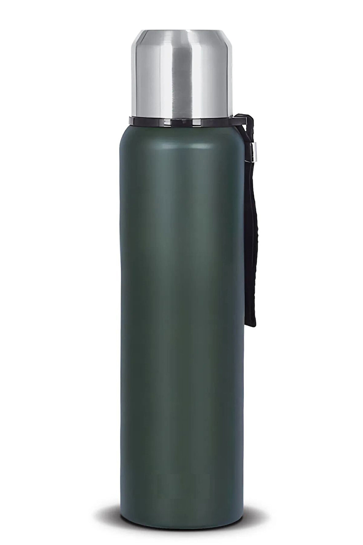 Çift Kat Paslanmaz Çelik Bardaklı 750 Ml Taşıma Şeritli Termos Kamp Bebek Mama Termosu -8690