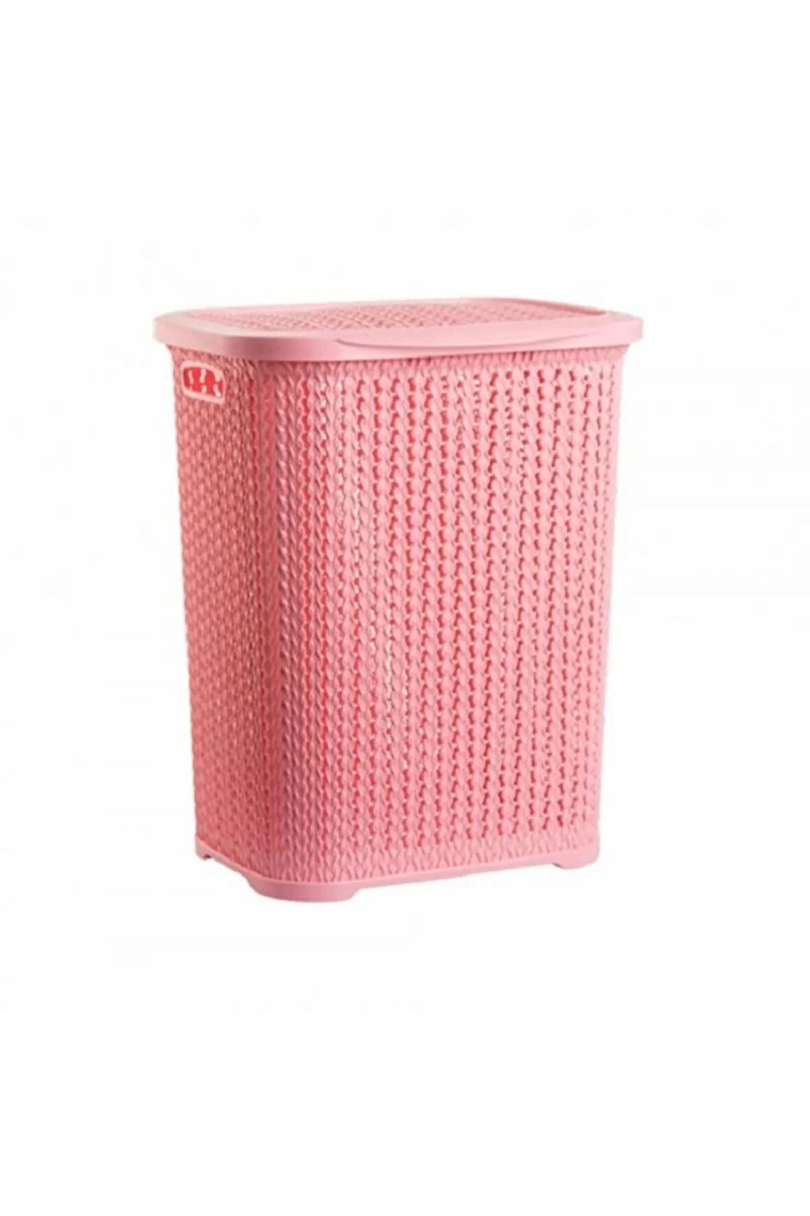 Pembe Örgü Desenli 52 Lt Kirli Çamaşır Sepeti