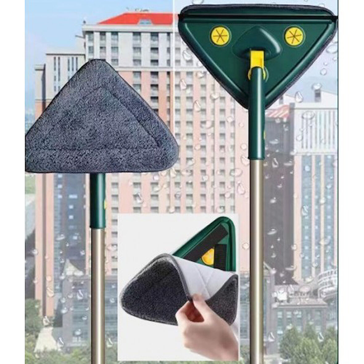 2 Bezli Üçgen Çek Çekli Mop Islak Mendil Uyumlu 150 Cm