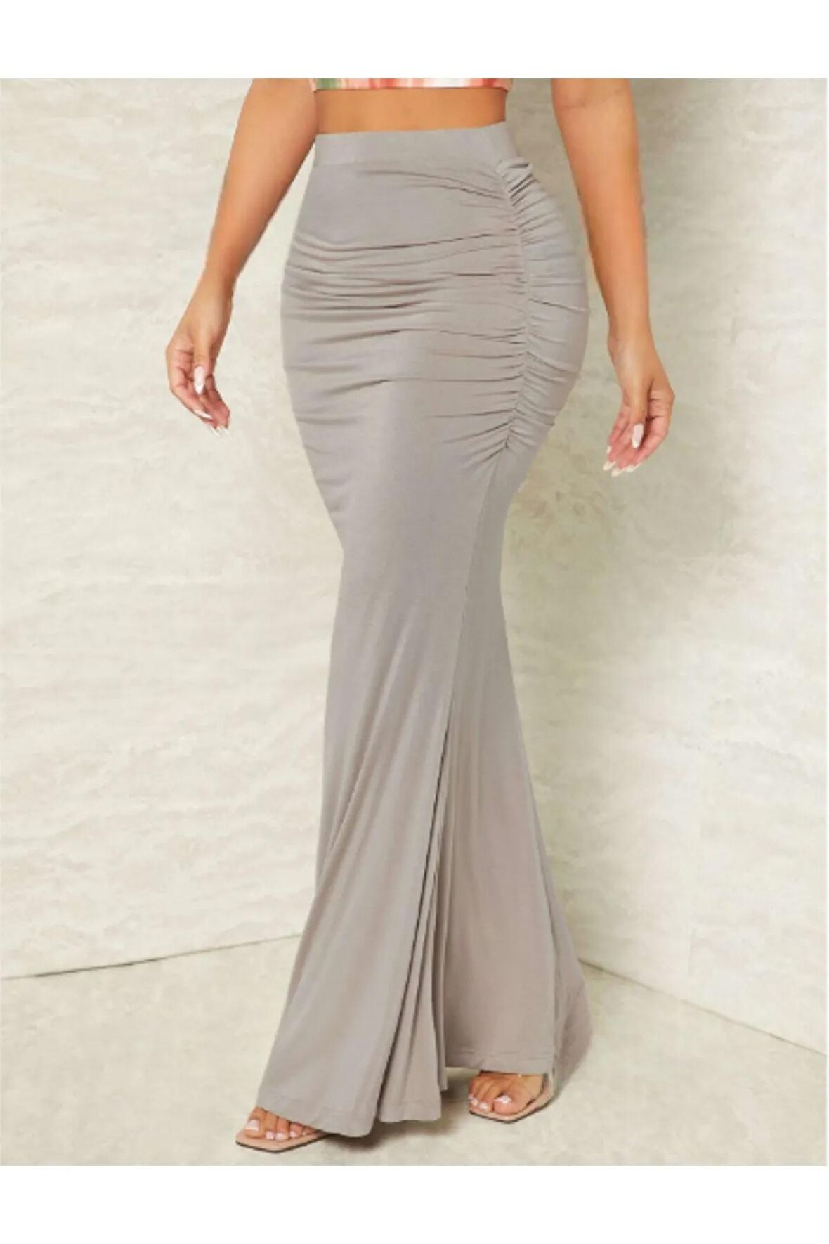 Yanları Büzgülü Maxi Etek