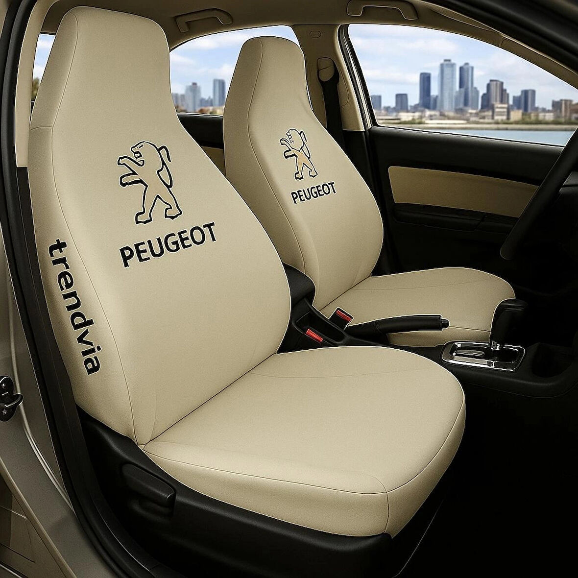Peugeot Bej Renk Ön ve Arka Koltuk Kılıfı Penye Servis Seti – Araba Koltuk Koruma