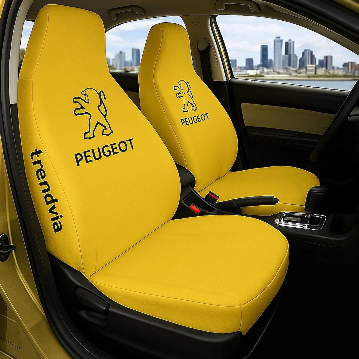 Peugeot Sarı Renk Ön ve Arka Koltuk Kılıfı Penye Servis Seti – Araba Koltuk Koruma