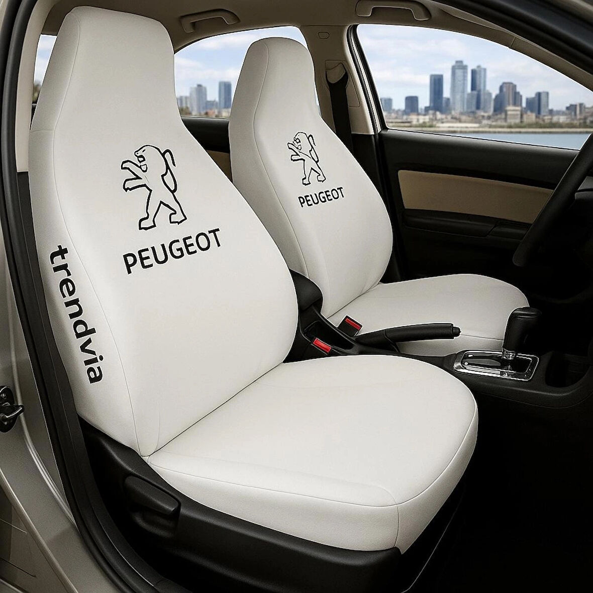 Peugeot Beyaz Renk Ön ve Arka Koltuk Kılıfı Penye Servis Seti – Araba Koltuk Koruma