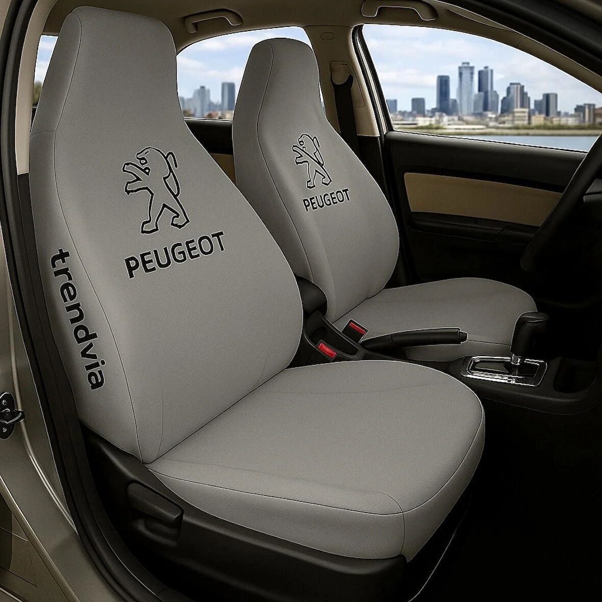 Peugeot Gri Renk Ön ve Arka Koltuk Kılıfı Penye Servis Seti – Araba Koltuk Koruma