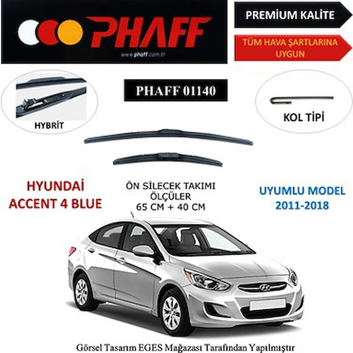 Phaff Hyundai Accent Blue Cam Silecek seti