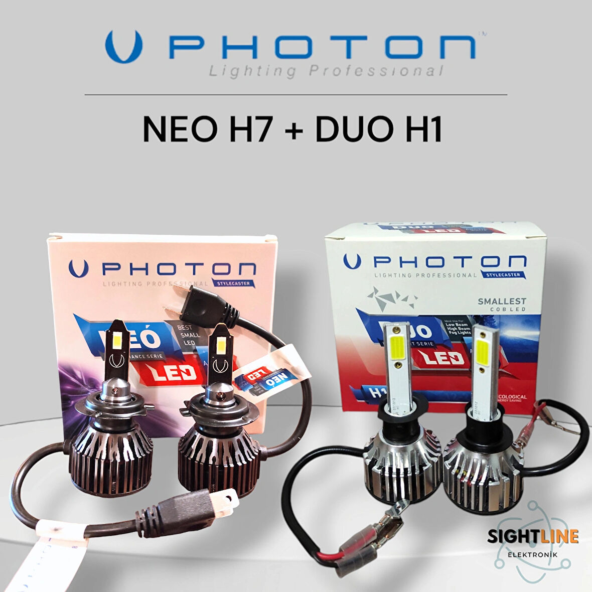 Photon Neo H7 + Photon Duo H1 LED Xenon Beyaz far ampülü (uzun,kısa) set 4 ampül