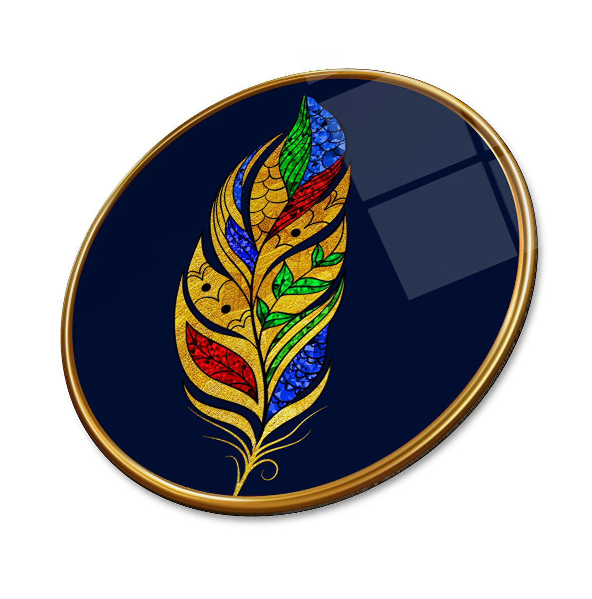 Gold Tüy Yuvarlak Cam Tablo | Hediyelik, Dekoratif, Ofis, Mutfak 