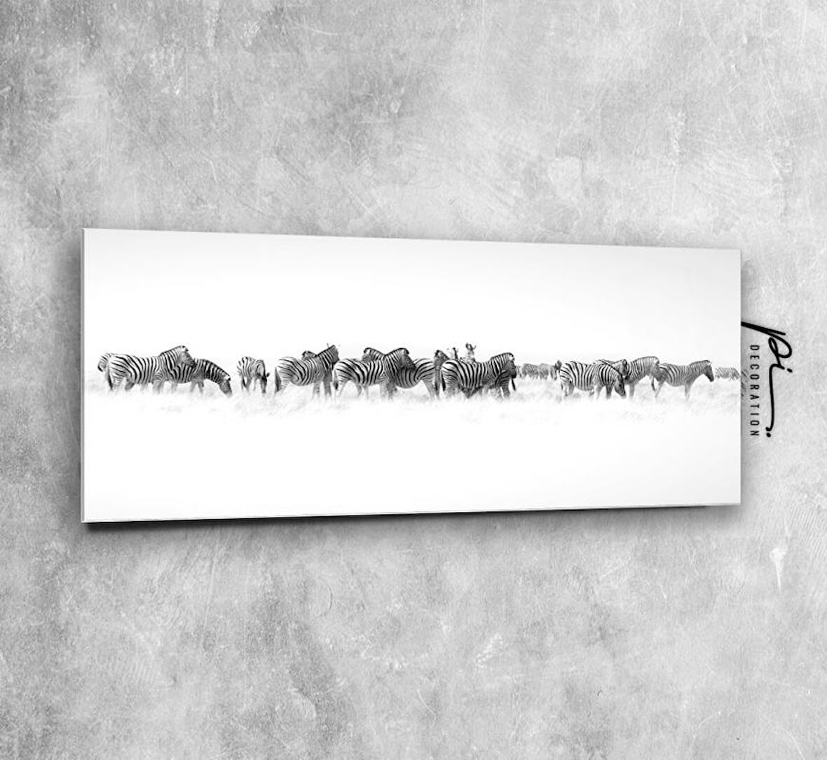 Zebra Sürüsü Panoramik Cam Tablo | Hediyelik, Dekoratif, Ofis, Mutfak 
