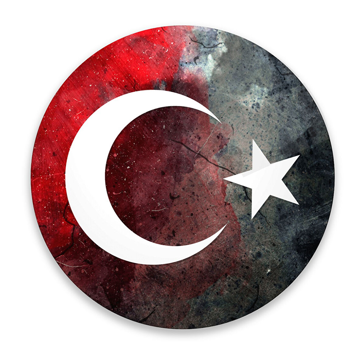 Bayrak Yuvarlak Cam Tablo | Hediyelik, Dekoratif, Ofis, Mutfak 