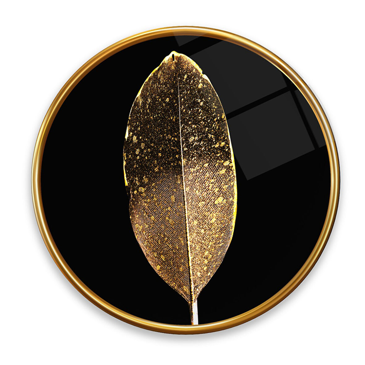 Gold Tüy Yuvarlak Cam Tablo | Hediyelik, Dekoratif, Ofis, Mutfak 