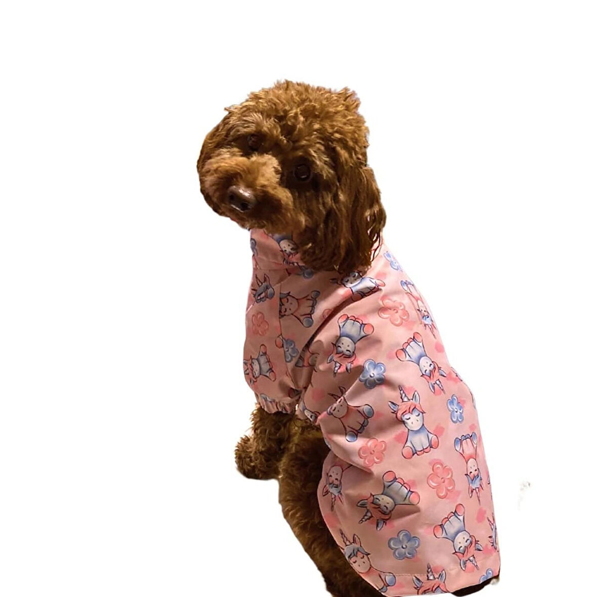 Gedyco Pink Unicorn İçi Penye Küçük Irk Köpek Yağmurluğu