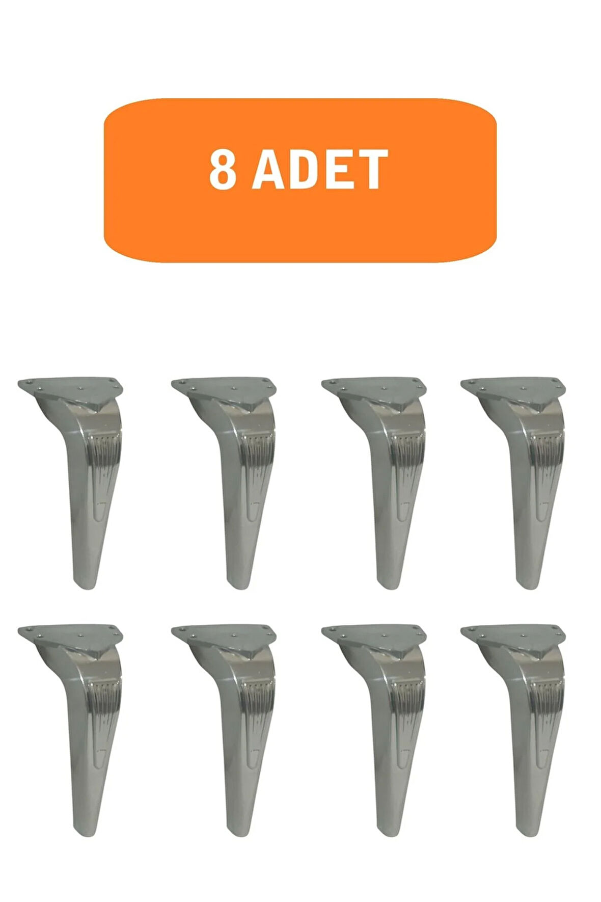 Kanepe Koltuk Tv Ünitesi Konsol Yükseltme Piton Model Plastik Ayak 19 Cm Krom Renk 8 Adet