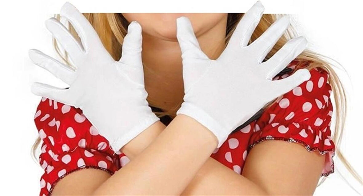 Çocuk Beyaz Unisex 10 - 14 Yaş - Bando - Pandomim - Gösteri - Merasim - Etkinlik Eldiveni - 23 Nisan - 19 Mayıs - 29 Ekim