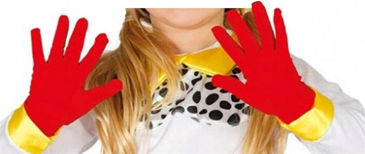 Çocuk Kırmızı Unisex 10 - 14 Yaş - Bando - Pandomim - Gösteri - Merasim - Etkinlik Eldiveni - 23 Nisan - 19 Mayıs - 29 Ekim