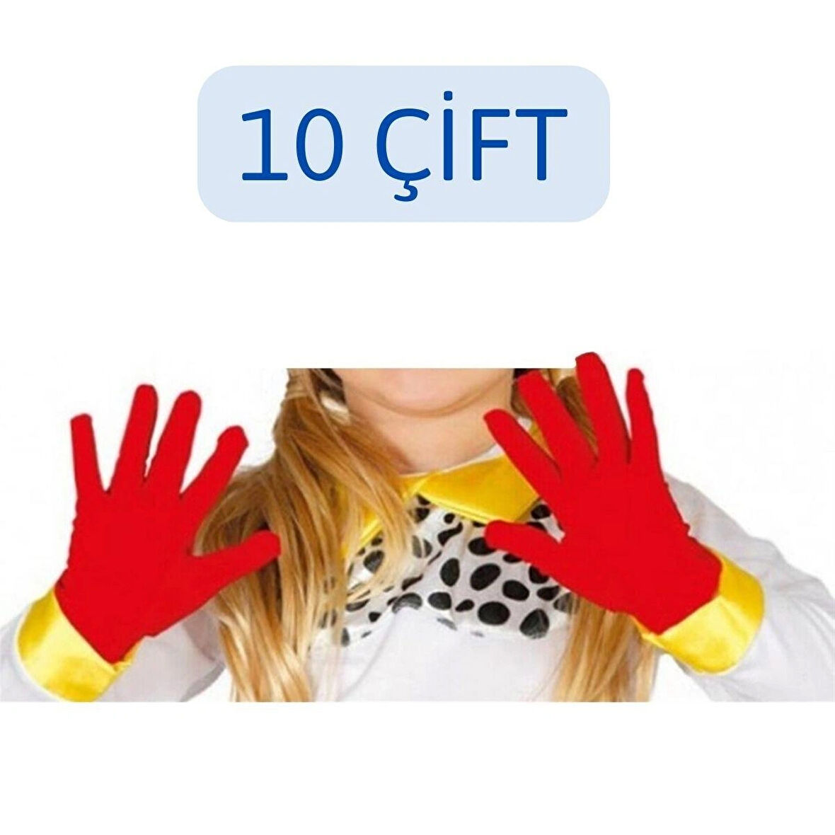 Kırmızı Renk 10 Çift 6 - 9 Yaş Unisex Çocuk & Bando & Pandomim & Gösteri & Merasim Eldiveni & 23 Nisan & 19 Mayıs & 29 Ekim