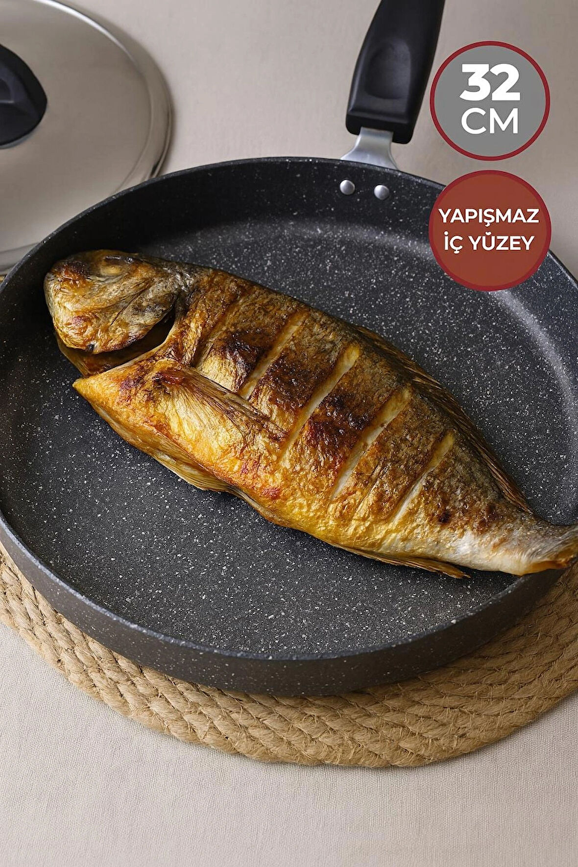 Granit Balık Tavası, Yanmaz Yapışmaz Börek Tavası 32 cm