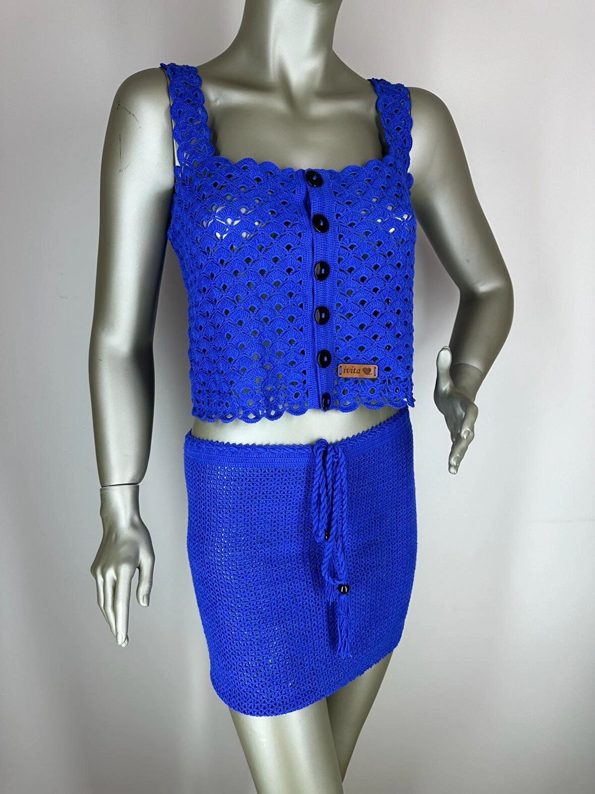 ivita ÇOK TARZ EL YAPIMI TIĞ ÖRGÜSÜ ETEKLİ PLAJ ELBİSESİ