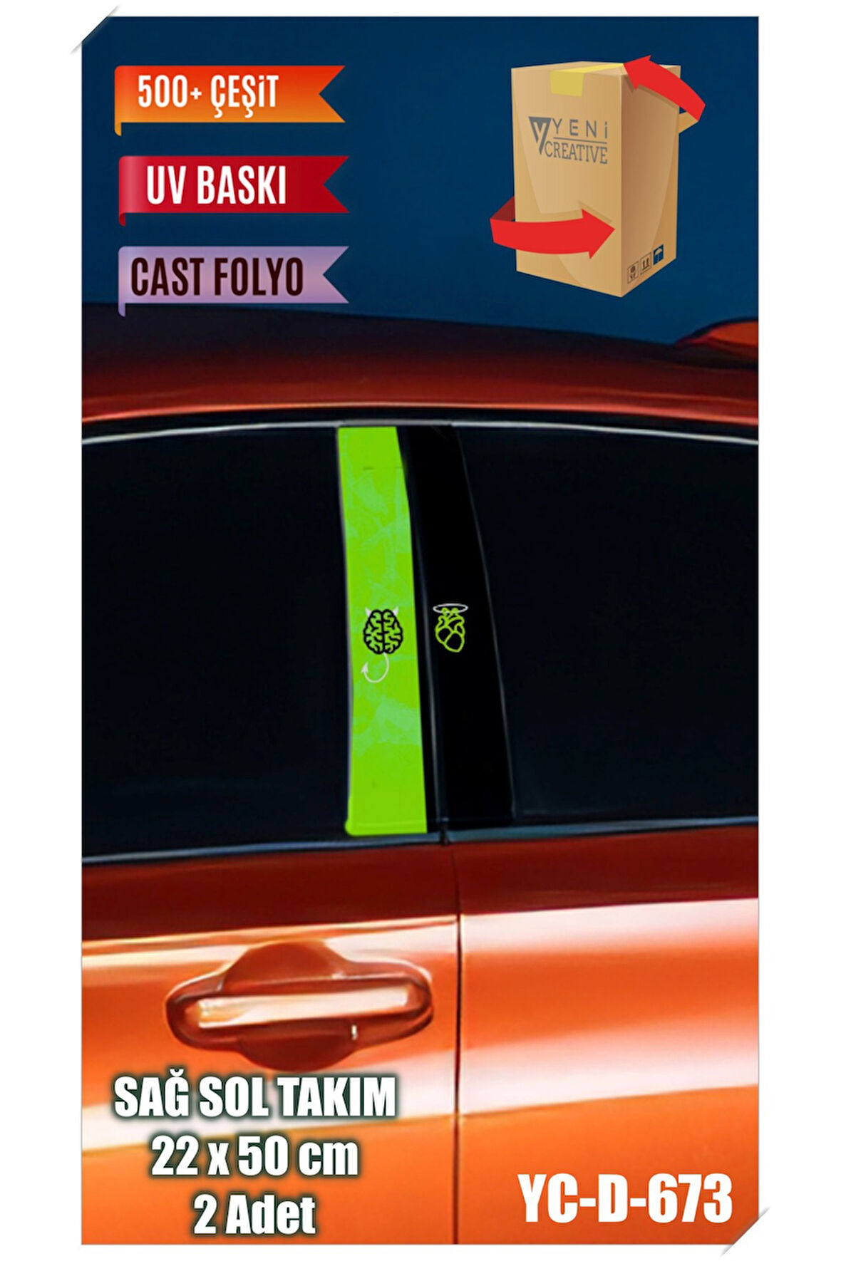 Araç Kapı Direk Kaplama Folyosu Desenli (SAĞ SOL TAKIM) (2 ADET) - 22x50 Cm