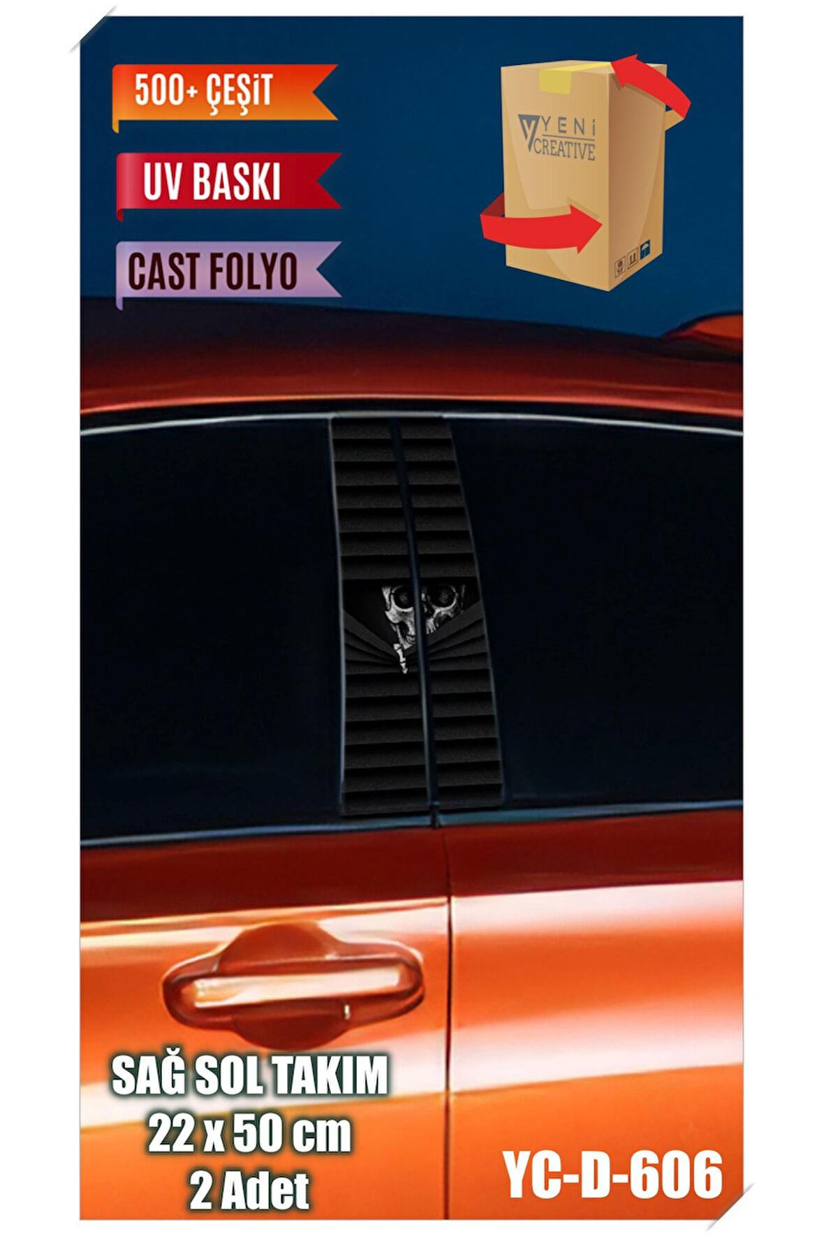 Araç Kapı Direk Kaplama Folyosu Desenli (SAĞ SOL TAKIM) (2 ADET) - 22x50 Cm