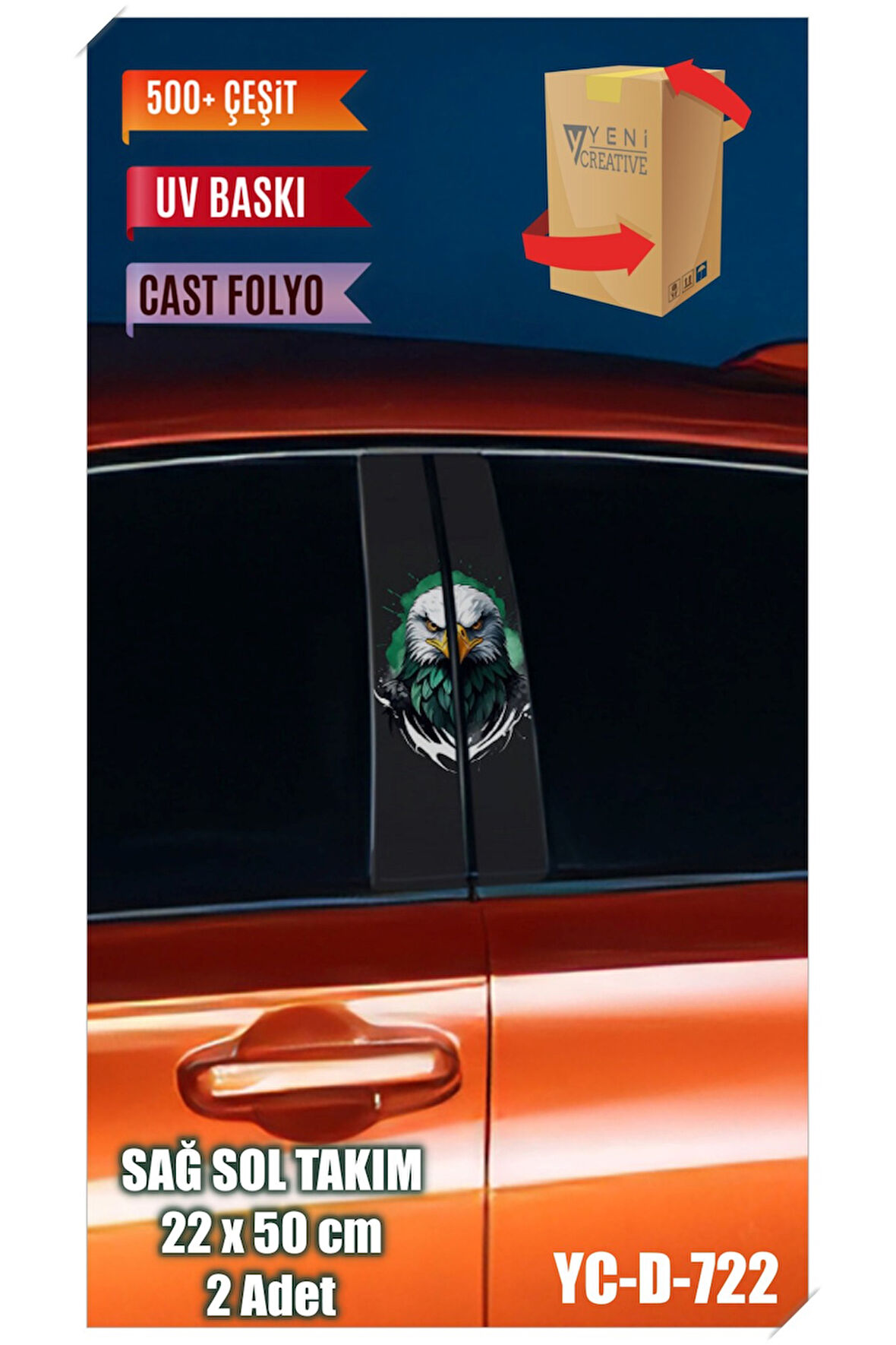 Araç Kapı Direk Kaplama Folyosu Kuş Desenli (SAĞ SOL TAKIM) (2 ADET) - 22x50 Cm