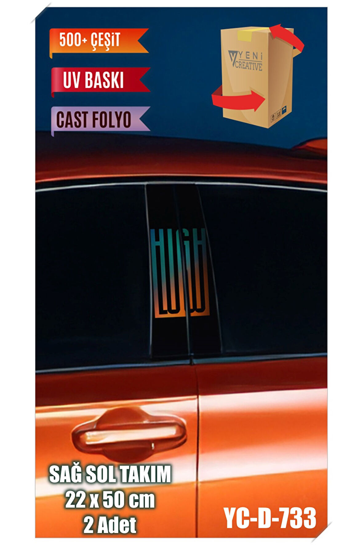 Araç Kapı Direk Kaplama Folyosu Desenli (SAĞ SOL TAKIM) (2 ADET) - 22x50 Cm