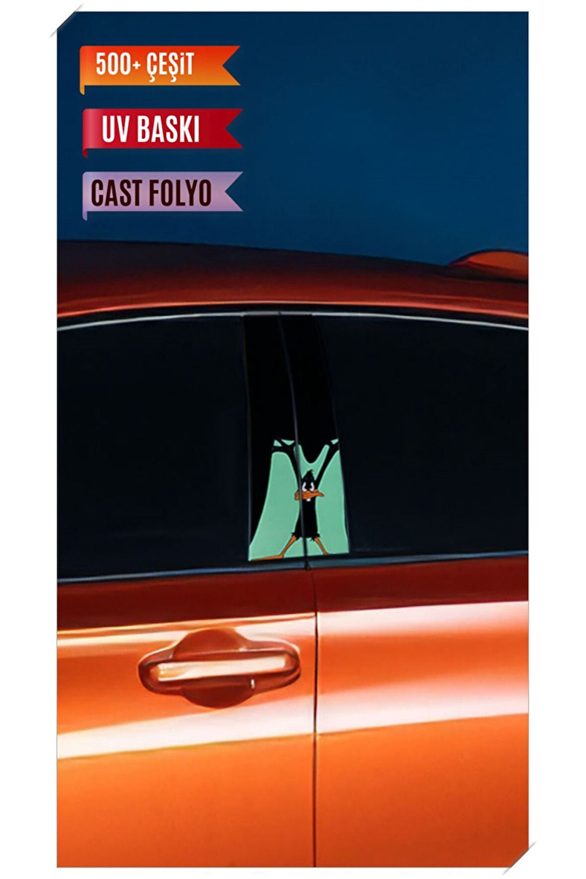 Araç Kapı Direk Kaplama Folyosu Ördek Desenli (Sağ Sol Takım) (2 Adet) - 22x50 Cm Uyumlu