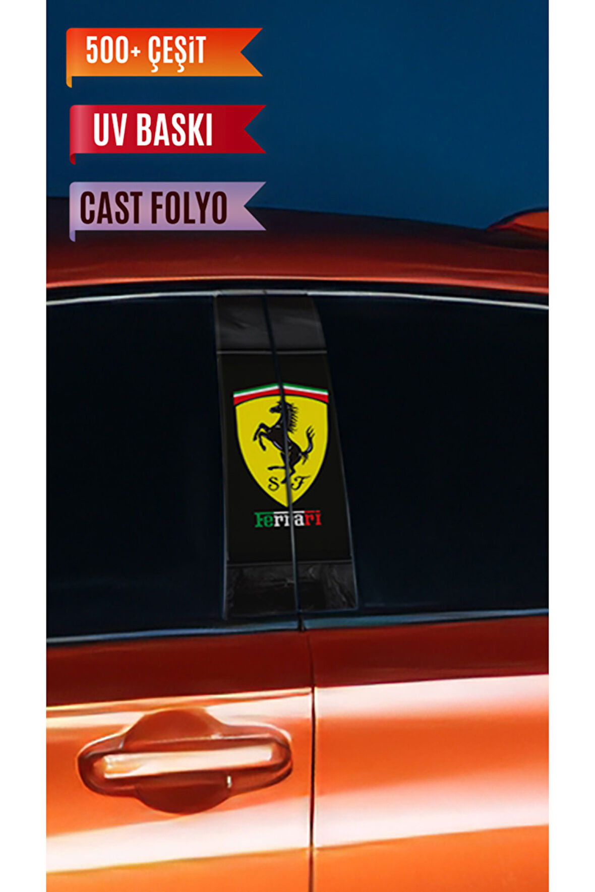 Araç Kapı Direk Kaplama Folyosu Araba Markaları (Sağ Sol Takım) (2 Adet) - 22x50 Cm