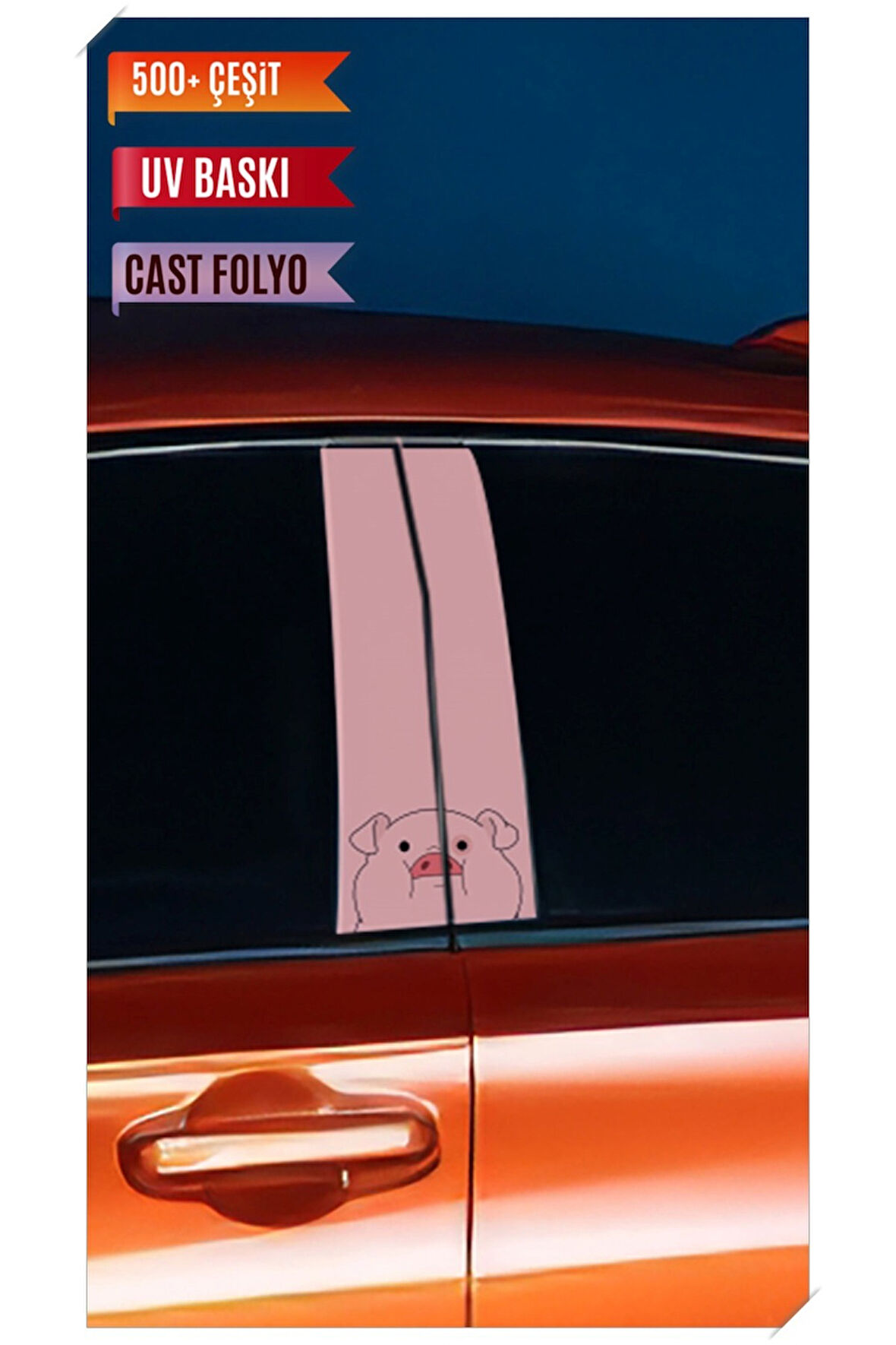 Araç Kapı Direk Kaplama Folyosu Panda Desenli (Sağ Sol Takım) (2 Adet) - 22x50 Cm