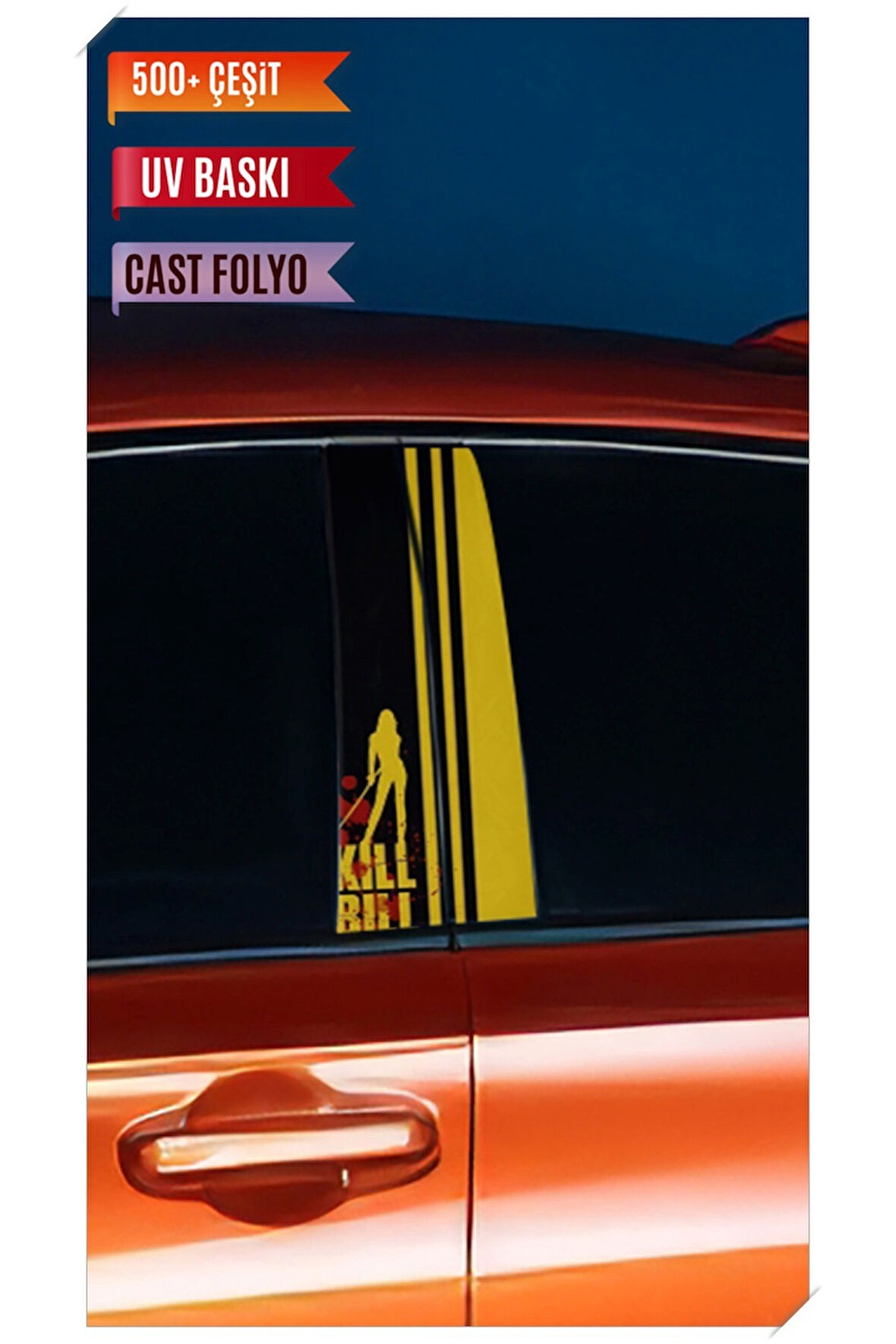 Araç Kapı Direk Kaplama Folyosu Kill Bill Desenli (Sağ Sol Takım) (2 Adet) - 22x50 Cm