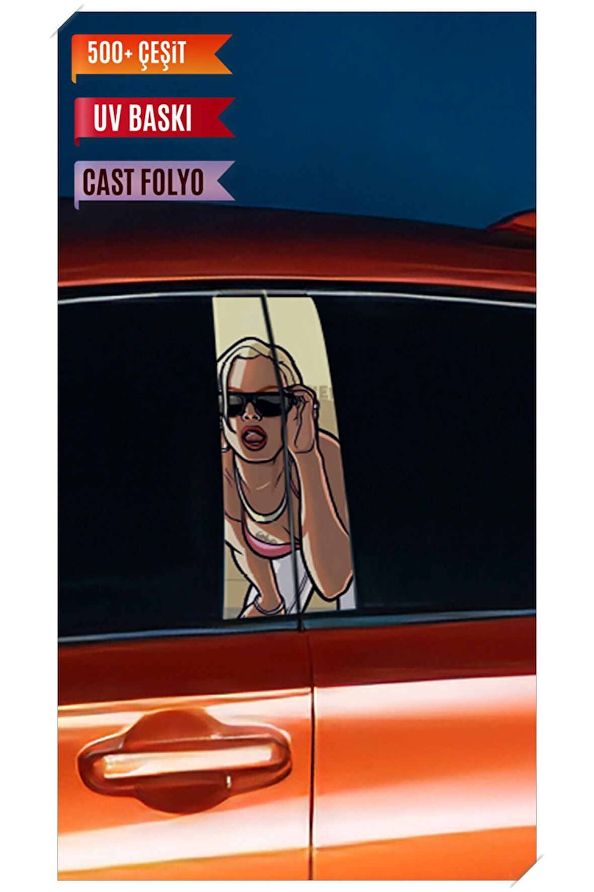 Araç Kapı Direk Kaplama Folyosu GTA Desenli (Sağ Sol Takım) (2 Adet) - 22x50 Cm