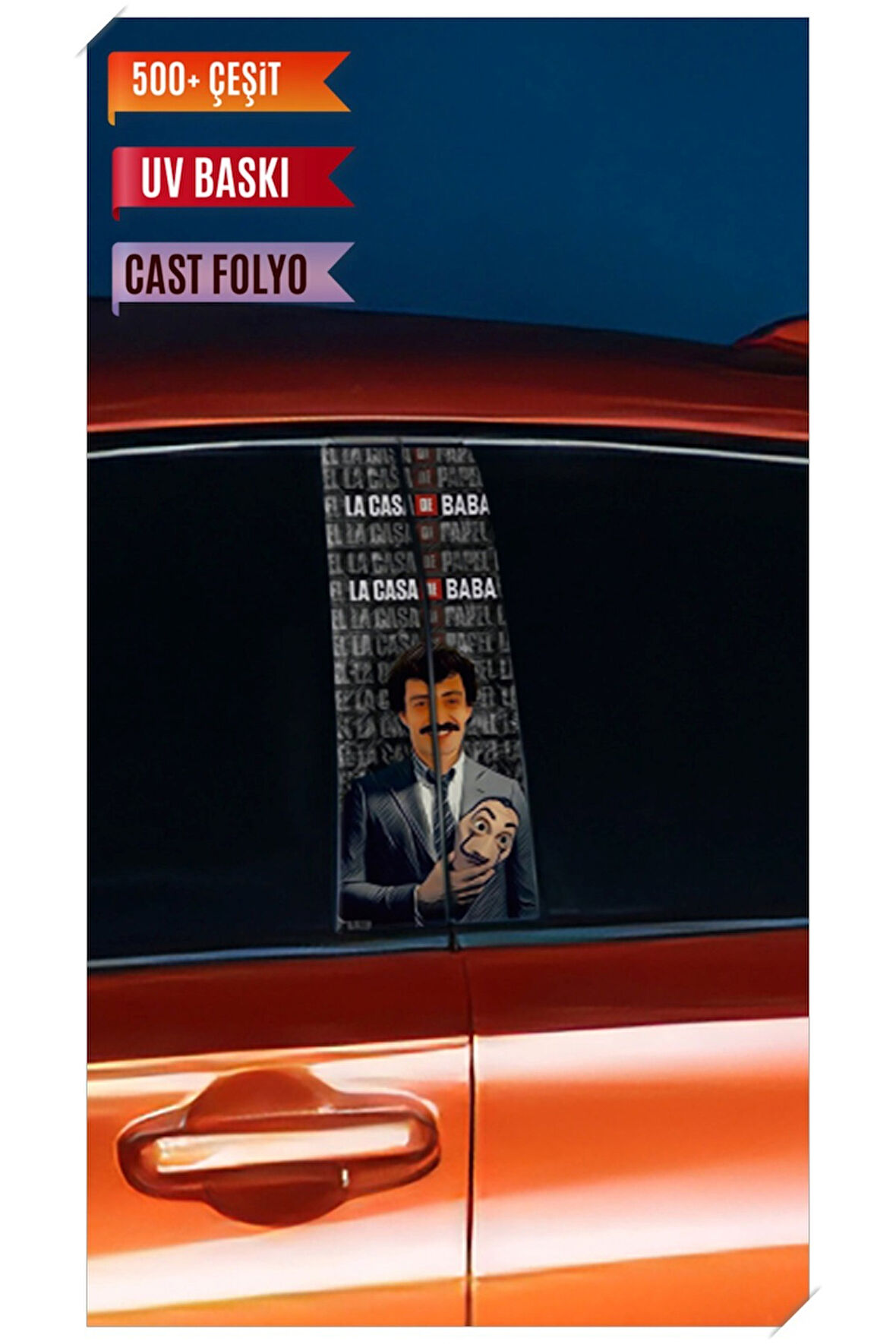 Araç Kapı Direk Kaplama Folyosu Müslüm Gürses Desenli (Sağ Sol Takım) (2 Adet) - 22x50 Cm