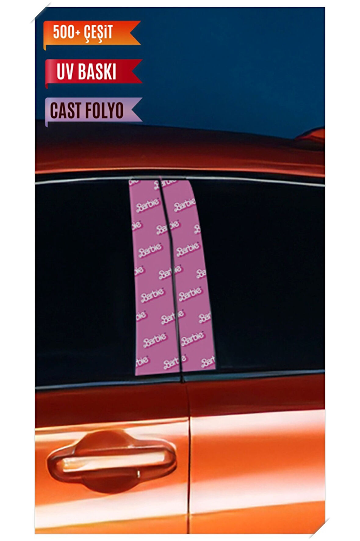 Araç Kapı Direk Kaplama Folyosu Barbie Desenli (Sağ Sol Takım) (2 Adet) - 22x50 Cm