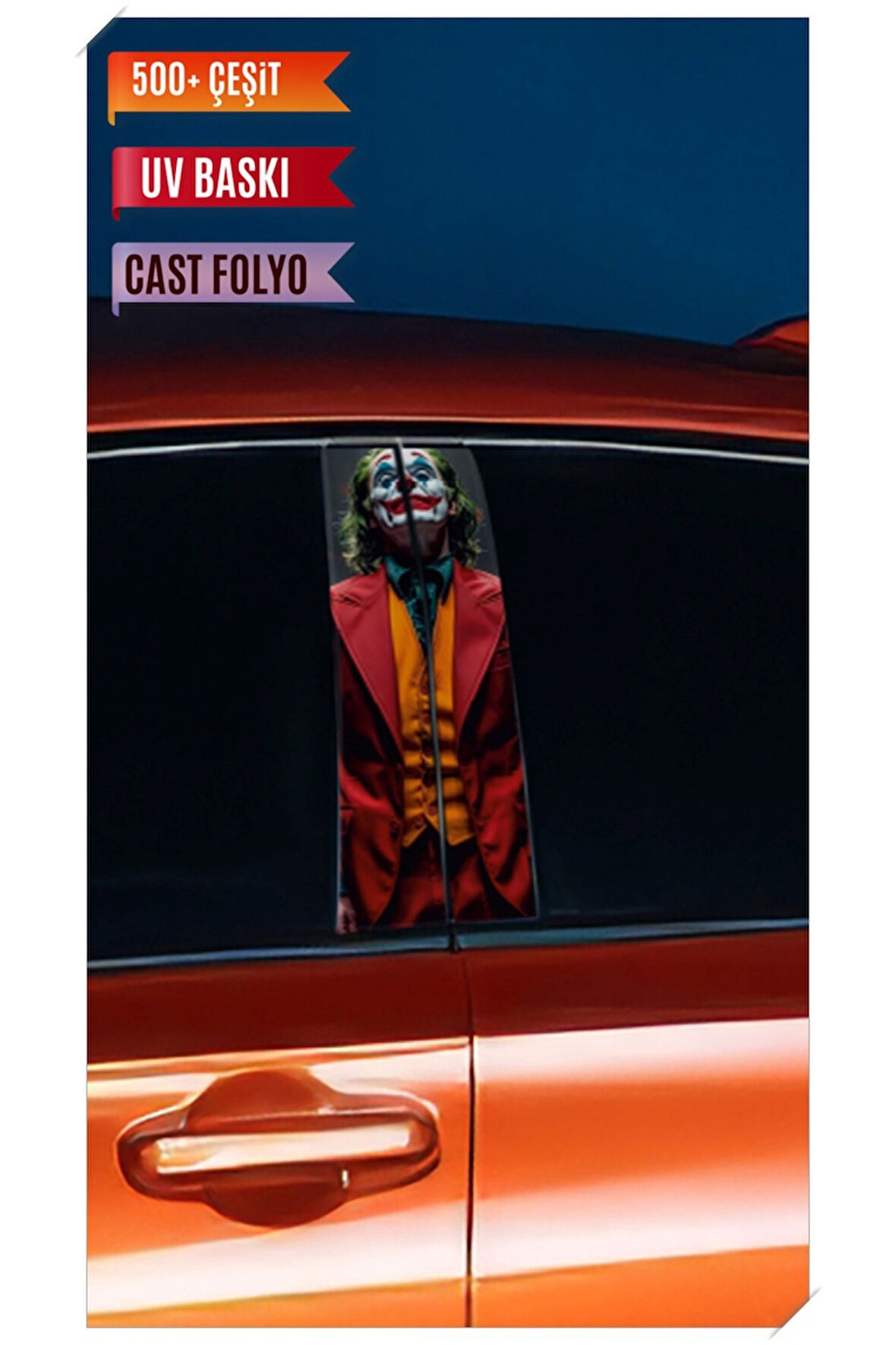 Araç Kapı Direk Kaplama Folyosu Joker Desenli (Sağ Sol Takım) Uyumlu (2 Adet) - 22x50 Cm