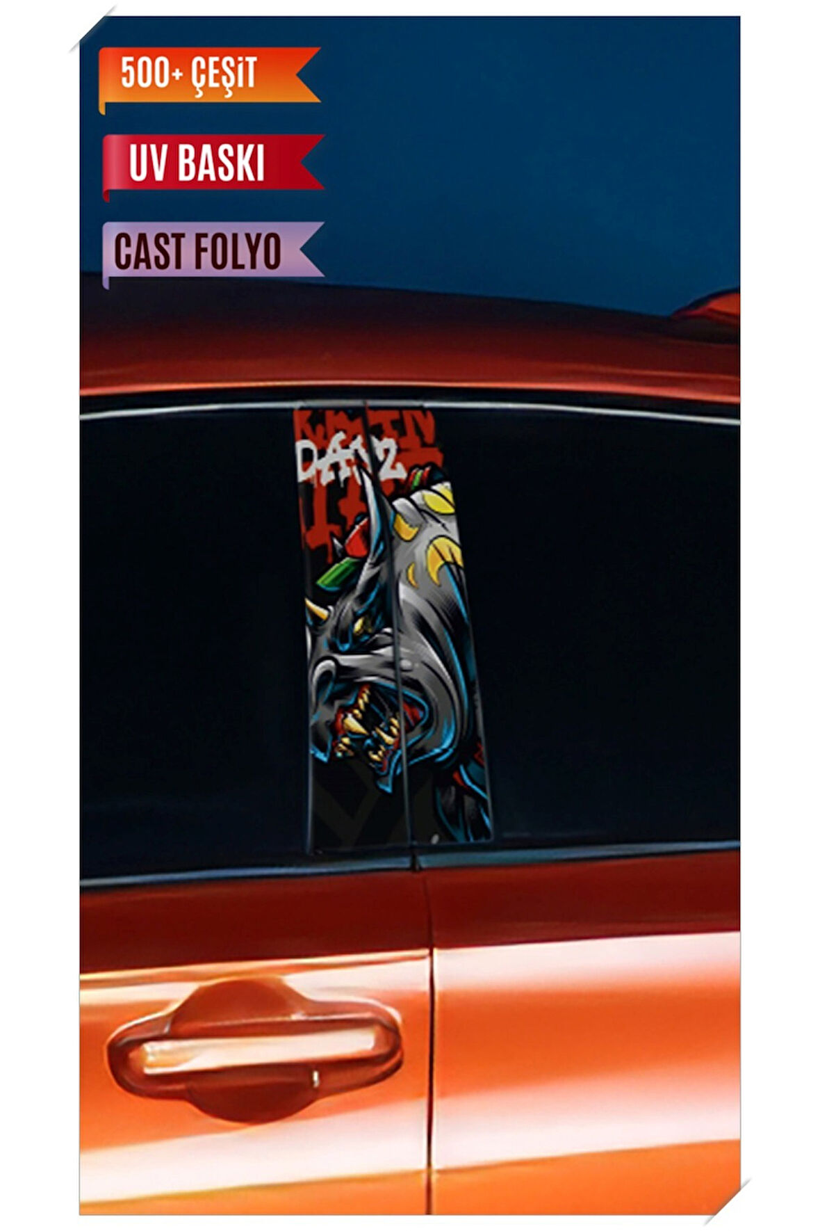 Araç Kapı Direk Kaplama Folyosu Desenli (Sağ Sol Takım) (2 Adet) - 22x50 Cm