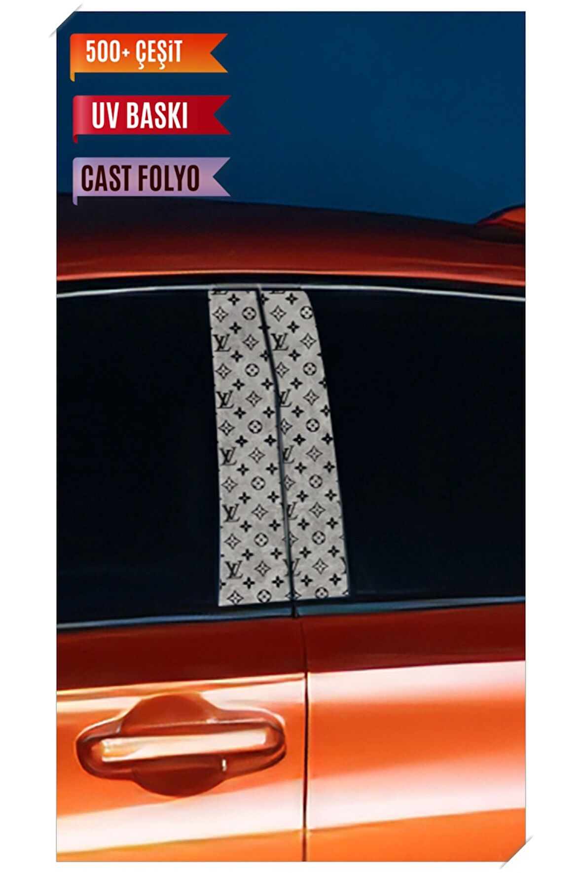 Araç Kapı Direk Kaplama Folyosu VL Desenli (Sağ Sol Takım) (2 Adet) - 22x50 Cm