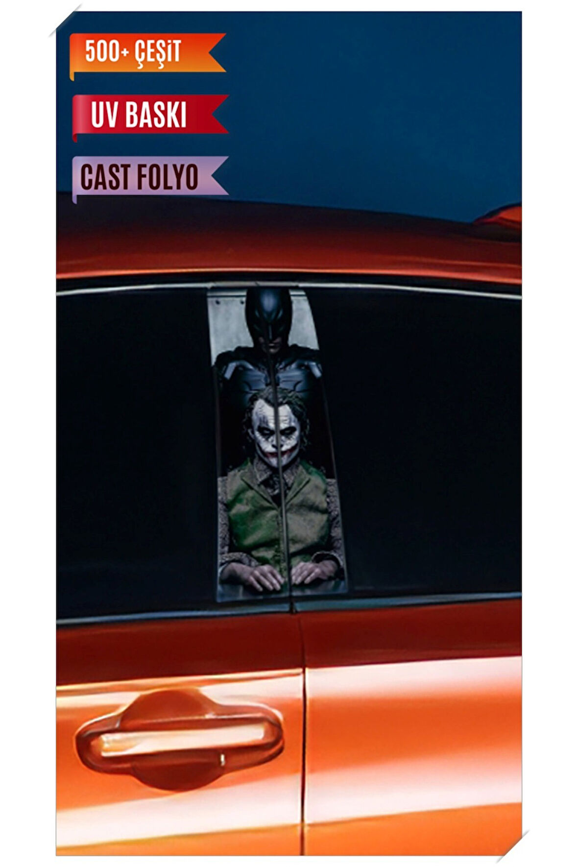 Araç Kapı Direk Kaplama Folyosu Joker Desenli (Sağ Sol Takım) (2 Adet) - 22x50 Cm