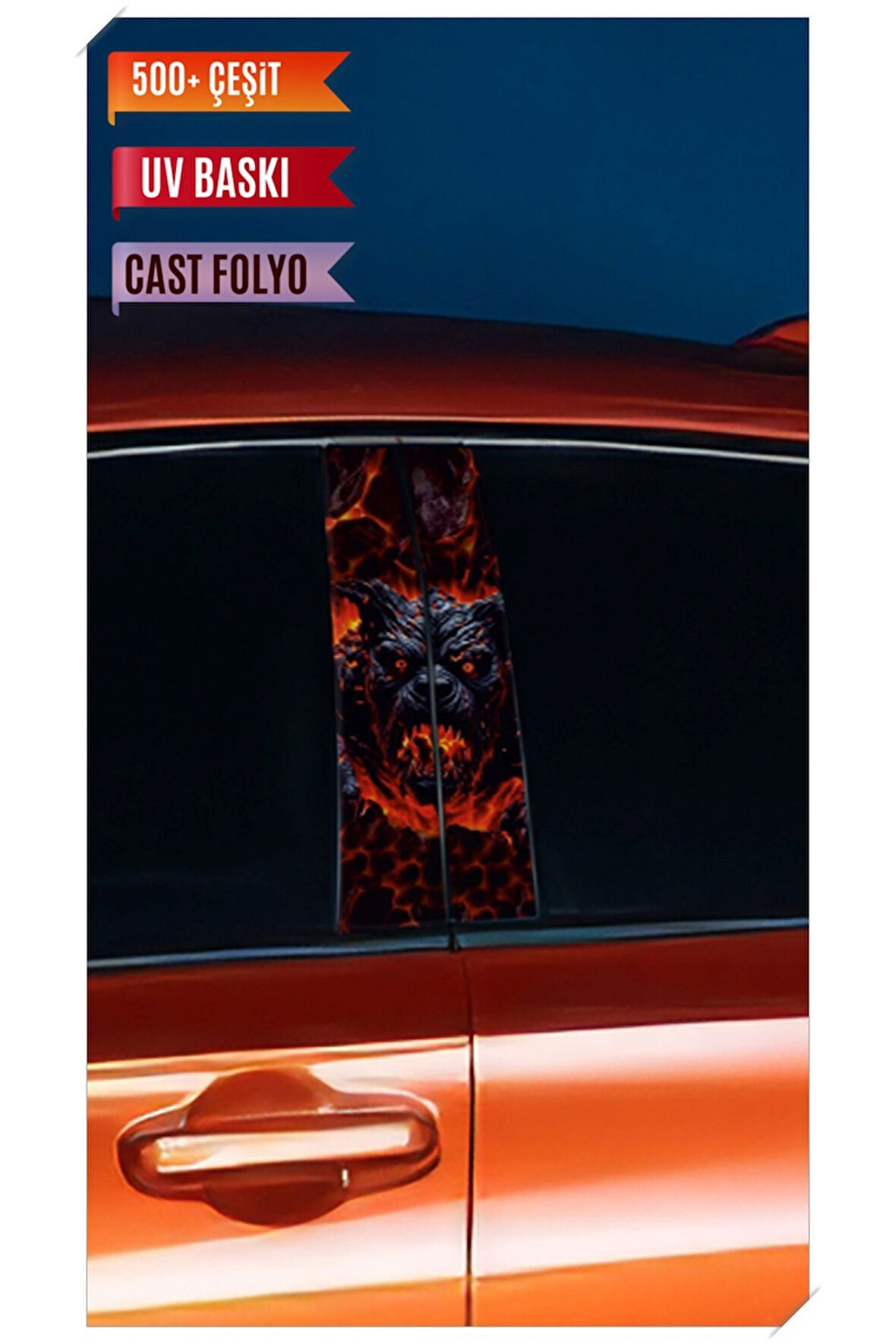 Araç Kapı Direk Kaplama Folyosu Desenli (Sağ Sol Takım) (2 Adet) - 22x50 Cm