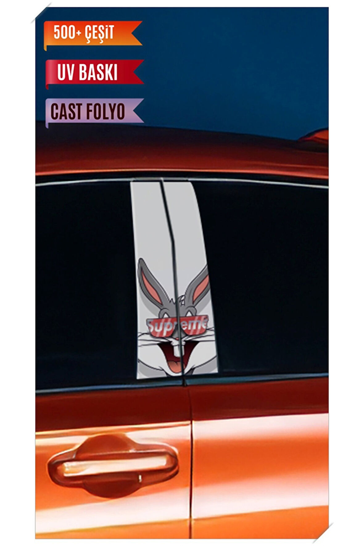 Araç Kapı Direk Kaplama Folyosu Bugs Bunny Desenli (Sağ Sol Takım) (2 Adet) - 22x50 Cm