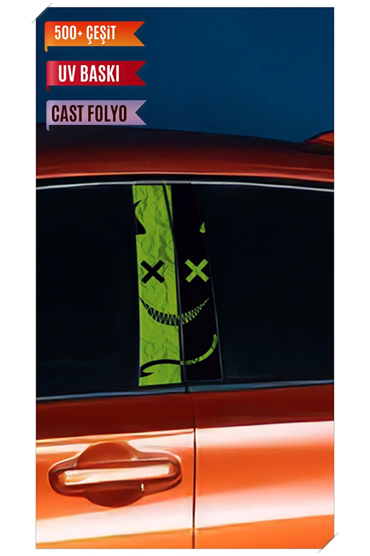 Araç Kapı Direk Kaplama Folyosu Desenli (Sağ Sol Takım) (2 Adet) - 22x50 Cm