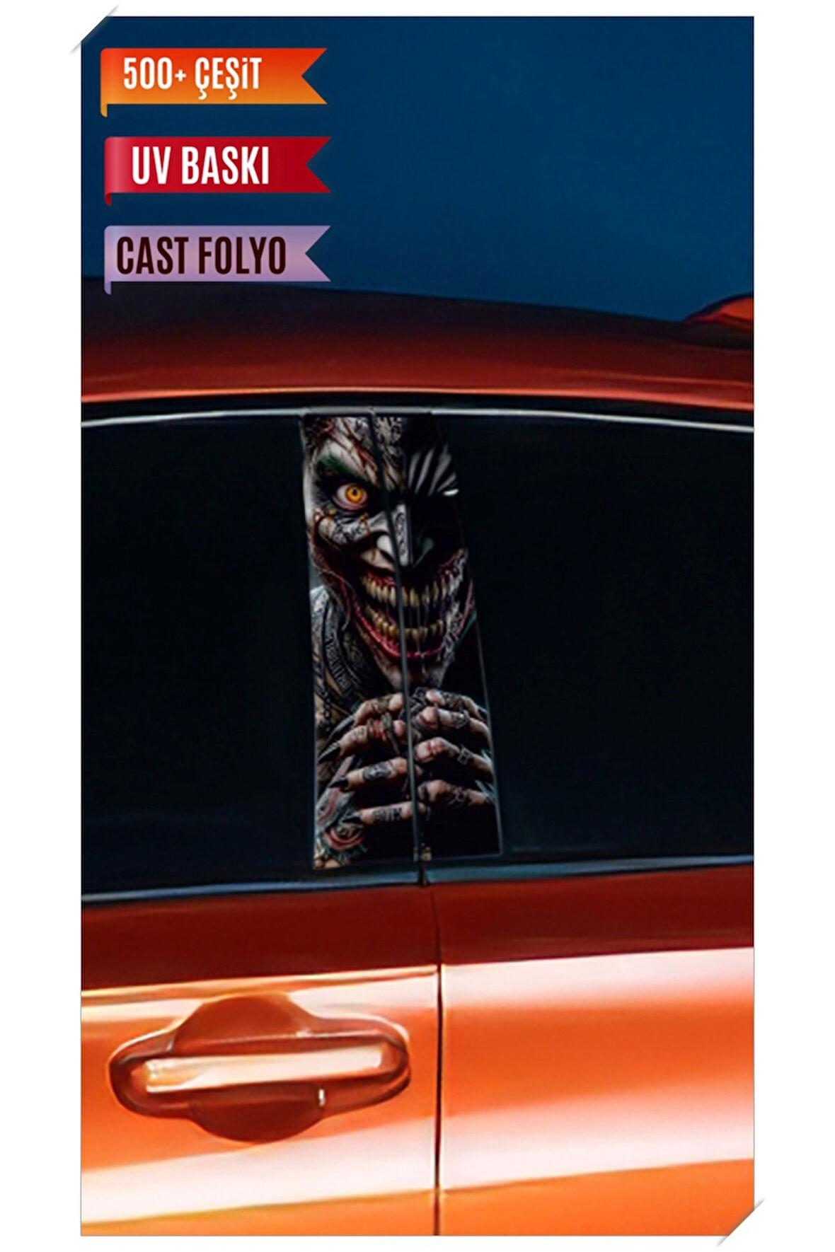 Araç Kapı Direk Kaplama Folyosu Canavar Desenli (Sağ Sol Takım) (2 Adet) - 22x50 Cm