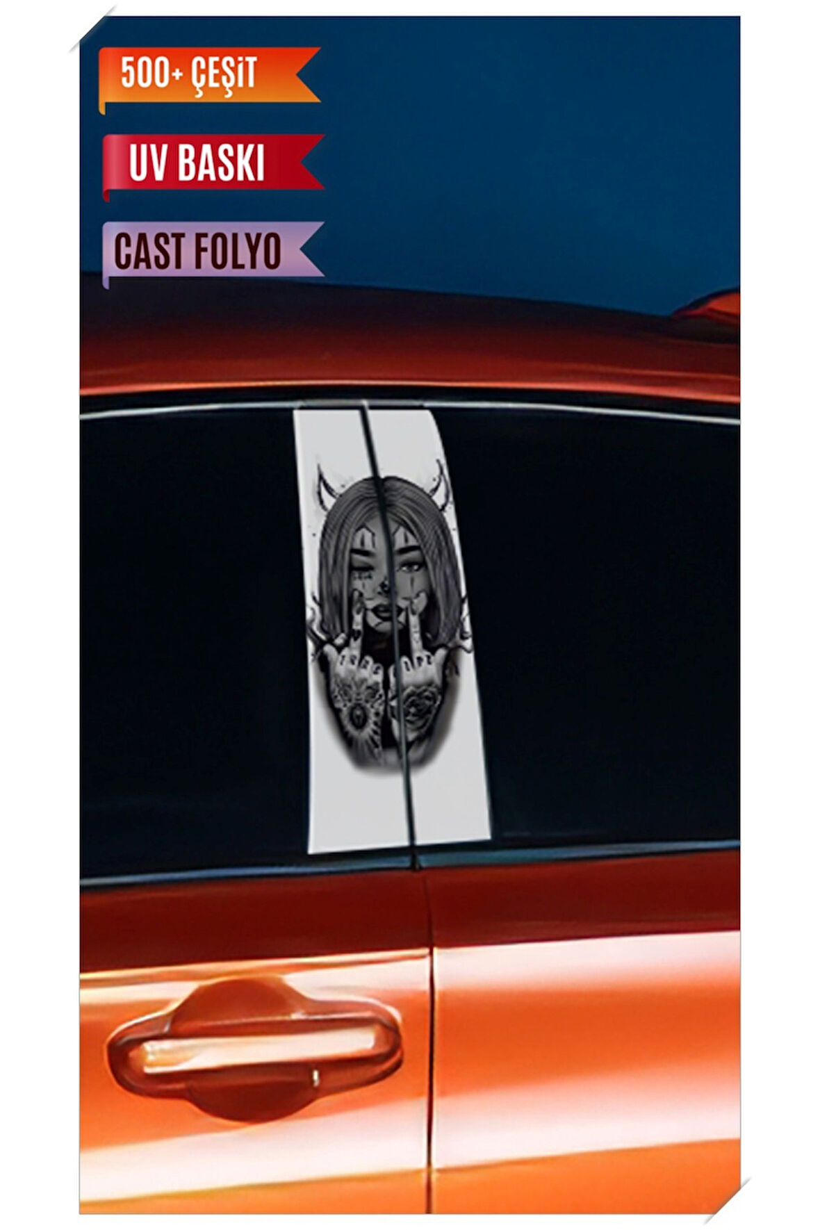 Araç Kapı Direk Kaplama Folyosu Rahibe Desenli (Sağ Sol Takım) (2 Adet) - 22x50 Cm