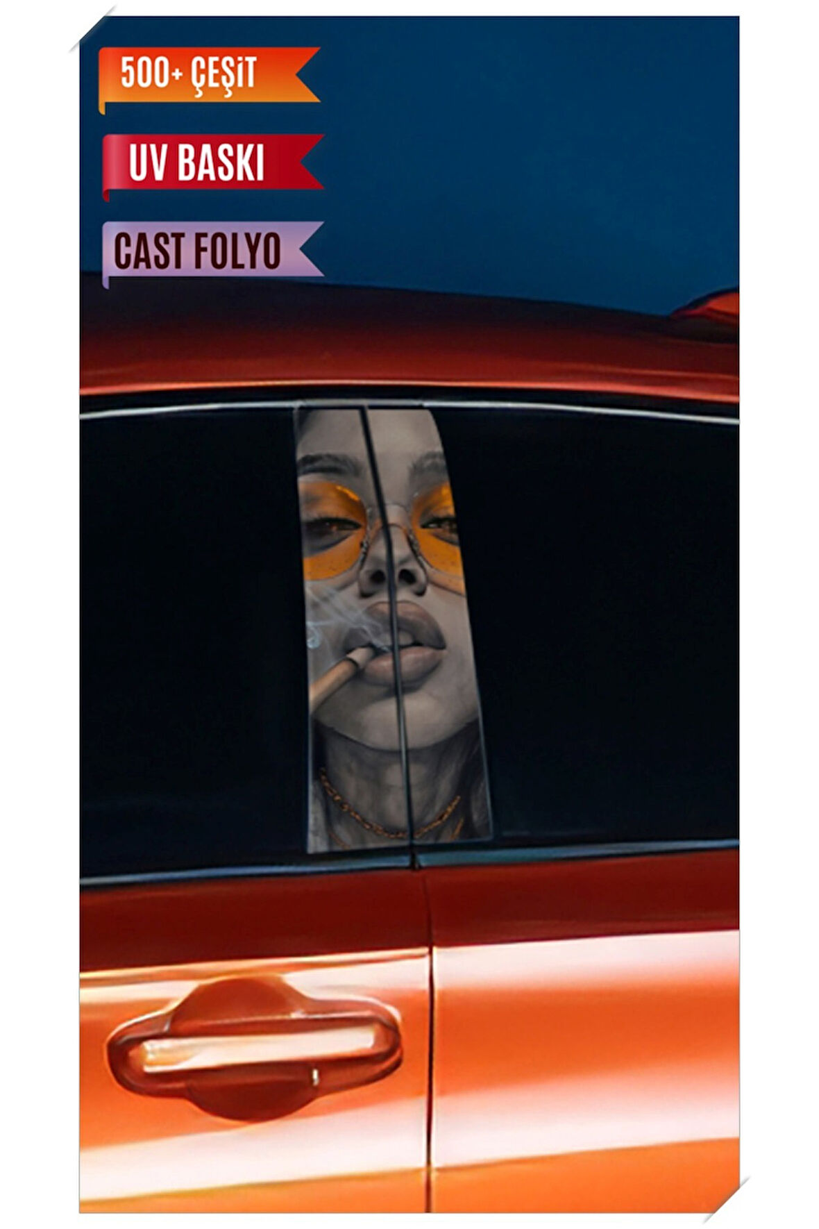 Araç Kapı Direk Kaplama Folyosu Kız Desenli (Sağ Sol Takım) (2 Adet) - 22x50 Cm