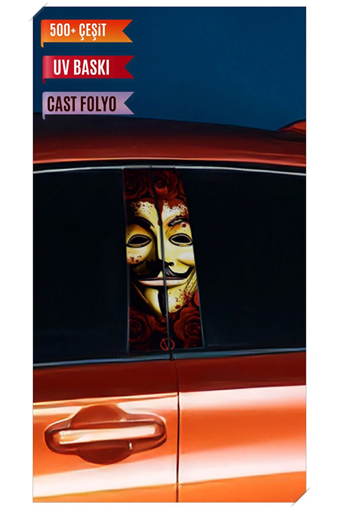 Araç Kapı Direk Kaplama Folyosu Vandetta Desenli (Sağ Sol Takım) (2 Adet) - 22x50 Cm