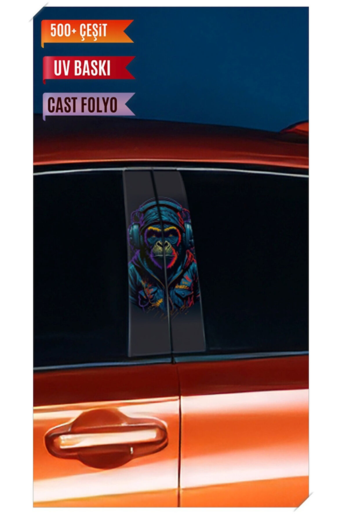 Araç Kapı Direk Kaplama Folyosu Maymun Desenli (Sağ Sol Takım) (2 Adet) - 22x50 Cm